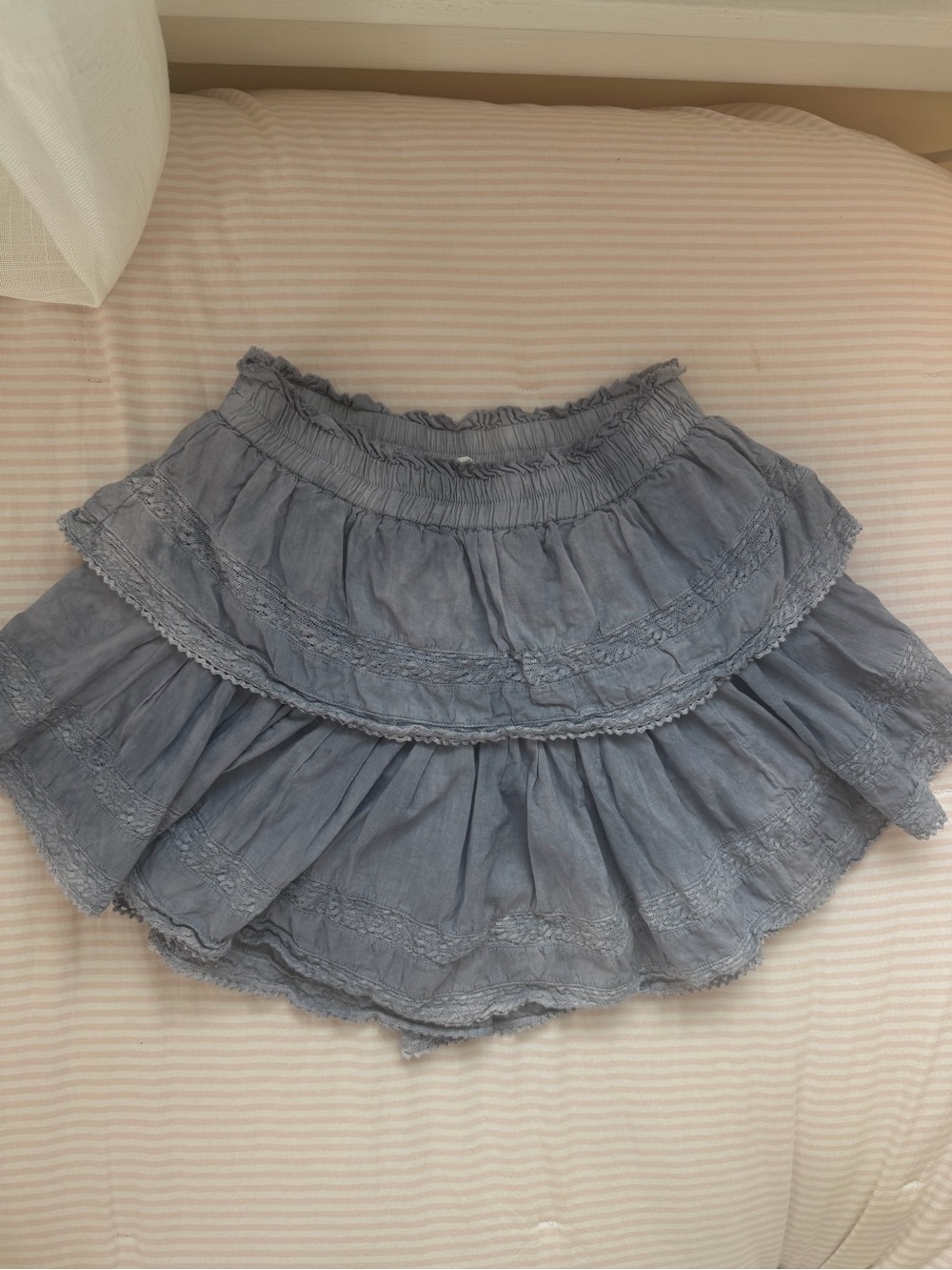 LoveShackFancy Blue Ruffle Mini Skirt
